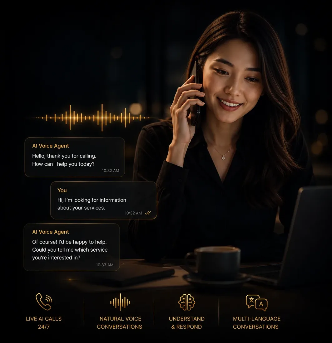 AI voice agent handling customer calls and multilingual enquiries